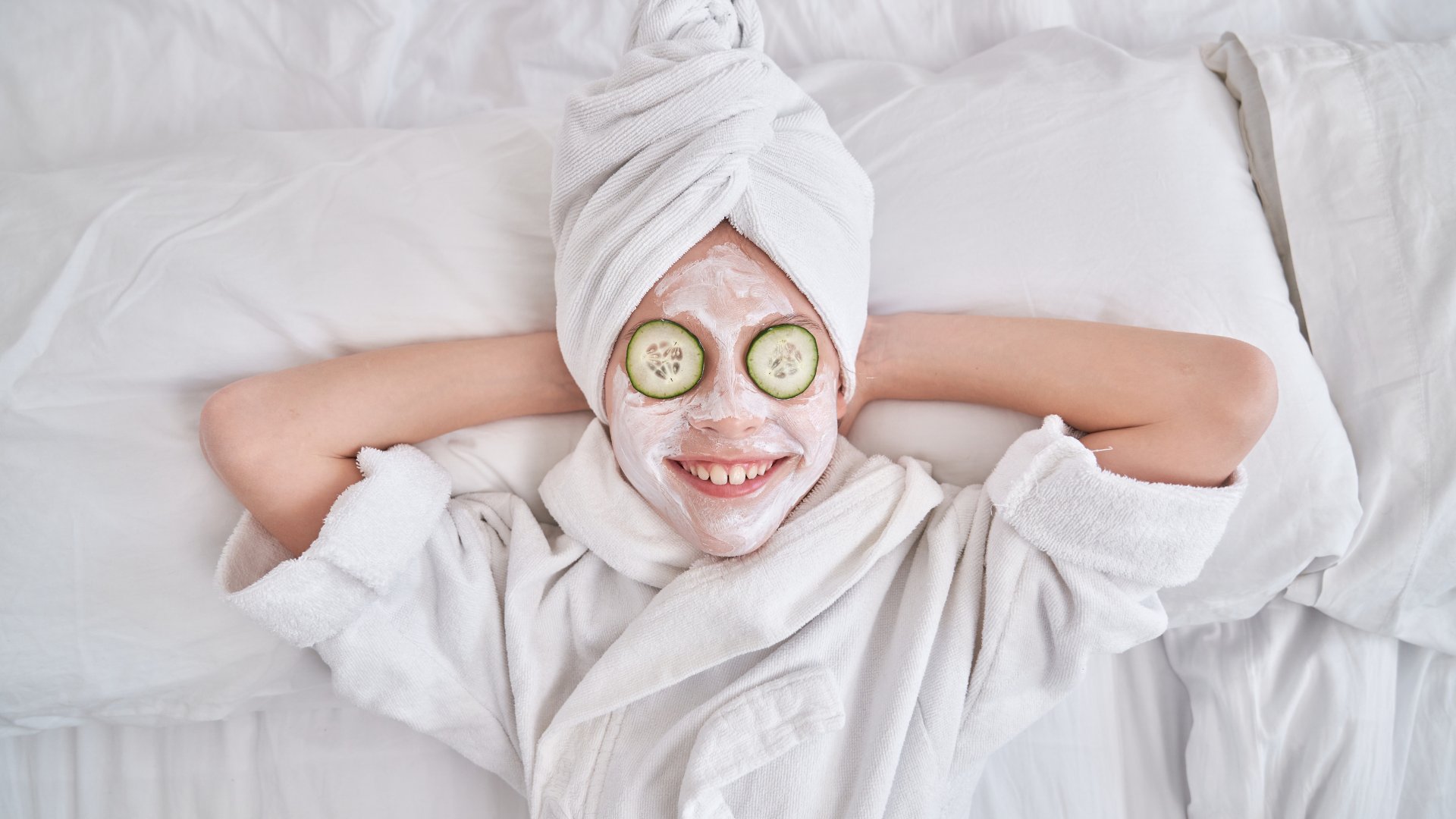 My First Facial for kids and tweens with cucumber slices
